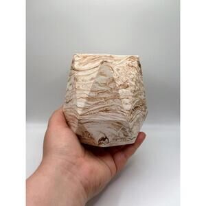 Marbled Resin Jesmonite Faceted Desk Cup Pen Holder Modern Decor Vase